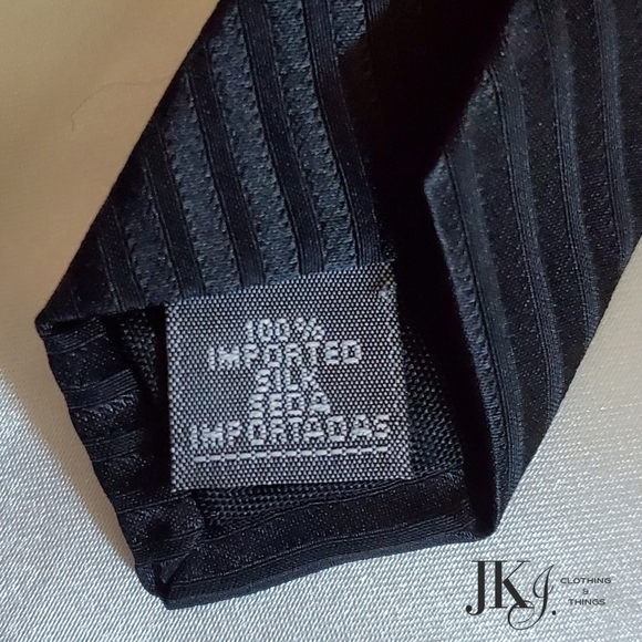 City Of London by Ferrell Reed Mens Necktie Silk Black Striped - Picture 6 of 7